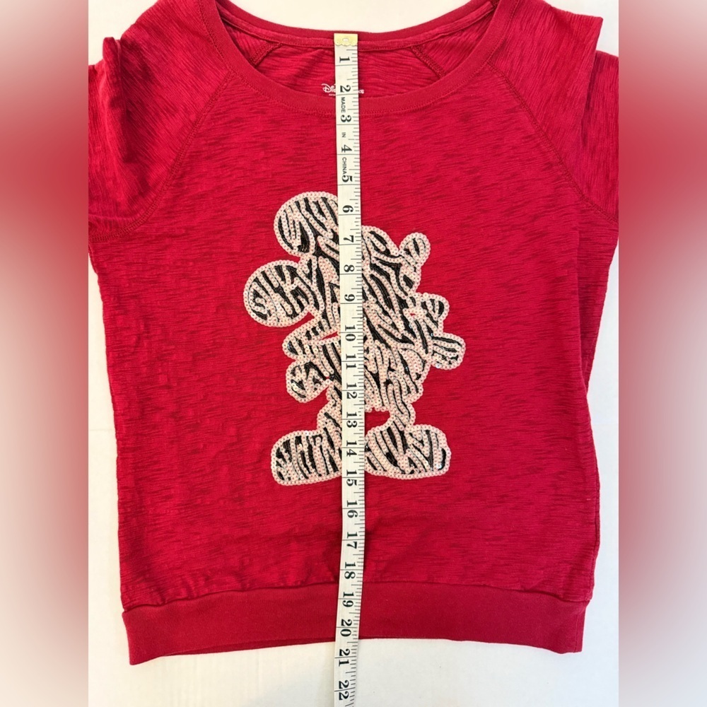Disney Parks Sequin Mickey Red Thin Sweater - Picture 7 of 8